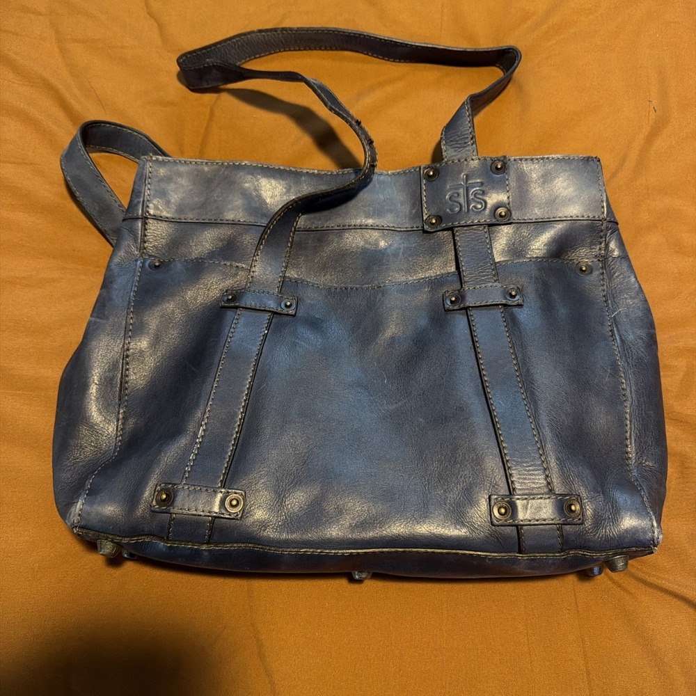 STS Ranchwear Blue Leather Tote Bag Needs Leather Conditioner